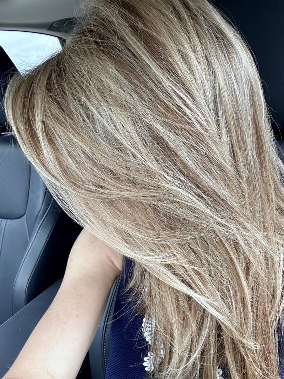 Bright blonde balayage result