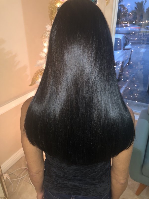 Sleek, glossy black blowout